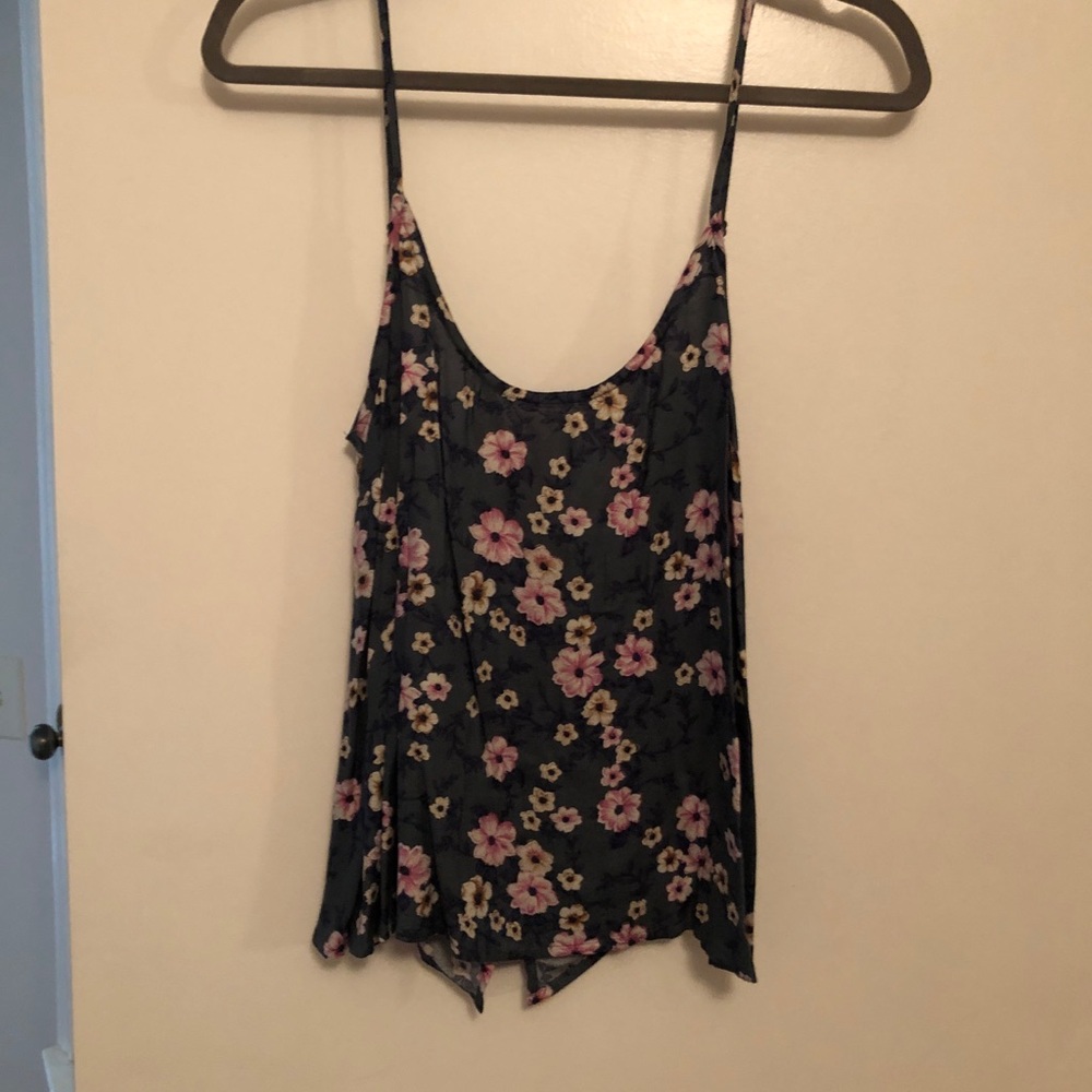 Flower Print Tank with Split Back